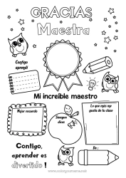 Niño página para colorear Chico Actividades para niños Positivo Maestra, Maestro Insignia Super Gracias Mejor Profesiones de la Educación