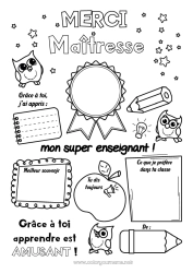 Coloriage enfant Garçon Activités enfants Positif Maîtresse/Maître Badge super Merci Meilleur(e) Métiers de l'éducation