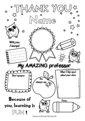 Free coloring Boy Children's activities Positive Teacher Super badge Thank you Best Education Professions