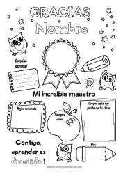 Colorear para personalizar Chico Actividades para niños Positivo Maestra, Maestro Insignia Super Gracias Mejor Profesiones de la Educación