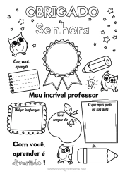 Página de desenho infantil Menino Atividades para Crianças Positivo Professora/Professor Emblema super Obrigado Melhor Profissões de educação