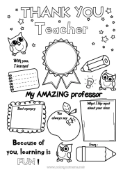 Child coloring page Boy Children's activities Positive Teacher Super badge Thank you Best Education Professions