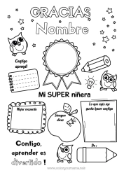 Dibujo libre Niñera Insignia Super Gracias Mejor