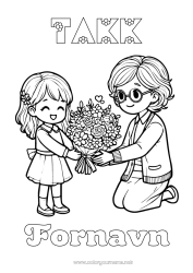 Gratis tegning Blomster Bestemor Barnevakt Takk Bukett