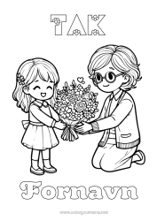 Gratis tegning Blomster Bedstemor Barnepige Tak Bukket