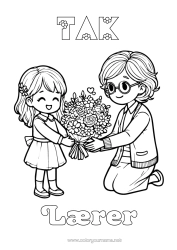 Gratis farvelægning Blomster Bedstemor Barnepige Tak Bukket