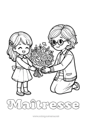 Coloriage enfant Fleurs Mamie Nounou Merci Bouquet