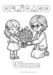 Desenho para personalizar Flores Vovó Babá Obrigado Buquê