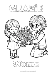 Disegno gratuito Fiori Nonna Tata Grazie Mazzo