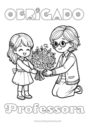 Desenho grátis Flores Vovó Babá Obrigado Buquê
