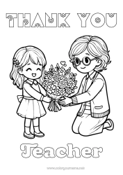 Free colouring Flowers Grandma Nanny Thank you. Bunch