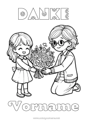 Kostenlose Zeichnung Blumen Oma Kindermädchen Danke Blumenstrauß