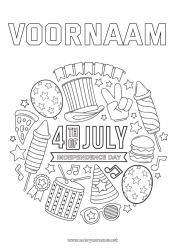 Kleurplaat aanpassen Mandala Feest Vuurwerk VS Symbolen 4 juli Muziekinstrumenten Trommel