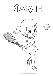 Colouring to customise Sport Girl Tennis Racquet Sports Racket
