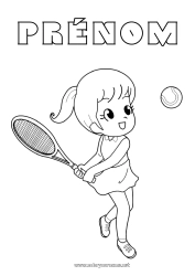 Coloriage à personnaliser Sport Fille Tennis Sports de raquettes Raquette