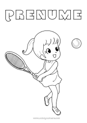 Pagină de colorat personalizată Sport Fată Tenis Sporturi cu rachete Rachetă