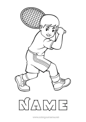 Colouring to customise Sport Boy Tennis Racquet Sports Racket