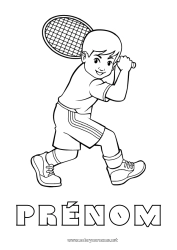 Coloriage à personnaliser Sport Garçon Tennis Sports de raquettes Raquette