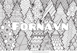 Gratis fargelegging Rolig og zen Juletre Mandala Jul Dekorert navn Komplekse fargelegginger Zentangle Dekorativ bakgrunn