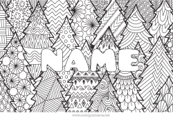 Free coloring Calm and zen Christmas tree Mandala Christmas Decorated name Complex coloring pages Zentangle Decorative background
