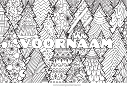 Gratis kleurplaat Rustig en zen Kerstboom Mandala Kerstmis Gedecoreerde naam Complex Kleurplaten Zentangle Decoratieve achtergrond