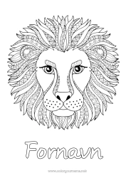 Gratis fargelegging Mandala Løve Dyr Komplekse fargelegginger Zentangle Afrikanske villdyr Hode