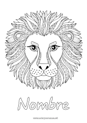 Dibujo libre Mandala León Animales Dibujos complejos para colorear Zentangle Animales salvajes de África Cabeza