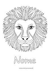 Desenho grátis Mandala Leão Animal Colorações Complexas Zentangle Animais selvagens da África Cabeça