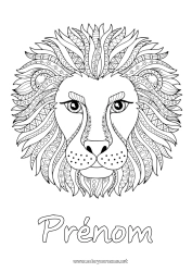 Dessin gratuit Mandala Lion Animal Coloriages complexes Zentangle Animaux sauvages d'Afrique Tête