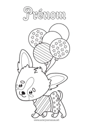 Coloriage gratuit Ballons Chien Animal Drapeau Chiens et chats 4 juillet
