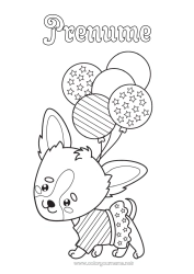 Pagină de colorat personalizată Baloane Câine Animal Steag Câini și pisici 4 iulie