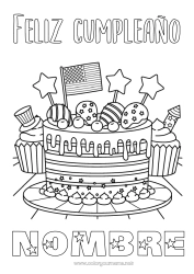 Dibujo libre Tarta Estados Unidos Bandera 4 de julio