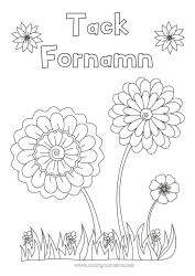 Gratis färgläggning Blommor Barnvakt Solros Tack