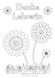 Kostenlose Malvorlage Blumen Kindermädchen Sonnenblume Danke