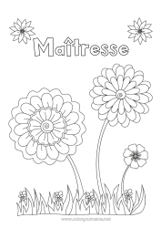 Coloriage enfant Fleurs Nounou Tournesol Merci