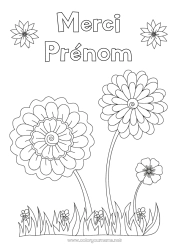 Coloriage gratuit Fleurs Nounou Tournesol Merci