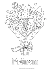 Coloriage gratuit Bonbons Cadeaux Donuts Gourmandises, sucreries Glace Biscuits Sucette Bouquet