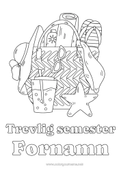 Gratis teckning Semester Sommar Hatt Lärare Barnvakt Dryck Symboler Tunga Sjöstjärna Marina djur eller vattenlevande djur Utbildningsyrken Läskedryck