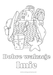 Kolorowanka dla dziecka Wakacje Lato Kapelusz Nauczycielka/Nauczyciel Niania Napój Symbole Szczypce Gwiazda morska Zwierzęta morskie lub wodne Zawody w edukacji Lemoniada