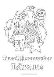 Gratis färgläggning Semester Sommar Hatt Lärare Barnvakt Dryck Symboler Tunga Sjöstjärna Marina djur eller vattenlevande djur Utbildningsyrken Läskedryck