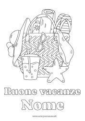 Disegno gratuito Vacanze Estate Cappello Insegnante Tata Bevanda Simboli Infradito Stella marina Animali marini o acquatici Mestieri dell'educazione Limonata