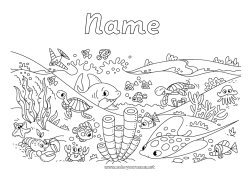Free drawing Turtle Sea Animal Shark Stingray Starfish Marine or aquatic animals Reptiles Octopus Lobster Sea Turtle