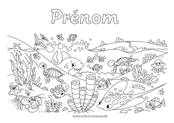 Dessin gratuit Tortue Mer Animal Requin Raie Étoile de mer Animaux marins ou aquatique Reptiles Pieuvre, poulpe Homard Tortue marine