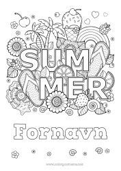 Gratis tegning Mandala Sommer Regnbue Palme Slik, søde sager Is. Symboler Tunge