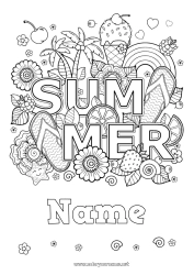 Free coloring Mandala Summer Rainbow Palm Treats Ice cream Symbols Flip flops