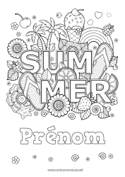 Coloriage à personnaliser Mandala Été Arc en ciel Palmier Gourmandises, sucreries Glace Symboles Tong