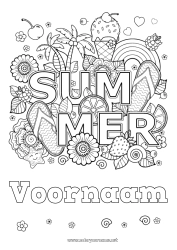 Kleurplaat aanpassen Mandala Zomer Regenboog Palmboom Lekkernijen, zoetigheden IJs Symbolen Slippers