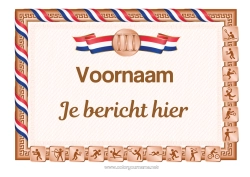 Kleurplaat aanpassen Voetbal Sport Dans Race Kampioen Basketbal Volleybal Teamsporten Gymnastiek Artistieke Sporten Tennis Racketsporten Vechtsporten Wedstrijden en beloningen Andere sporten Tafeltennis Badminton Ballet Handbal Paardrijden Boksen Olympische Spelen Golf Diploma Brons Derde plaats