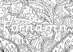 Gratis färgläggning Blommor Blad Utsmyckat namn Zentangle