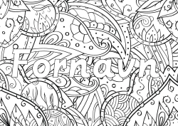 Gratis fargelegging Blomster Blader Dekorert navn Zentangle